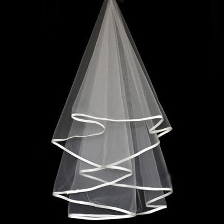 Bridal Wedding Veil with Satin and Net Edging
