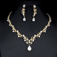 Bridal Pearl Necklace with White Gemstone Accents