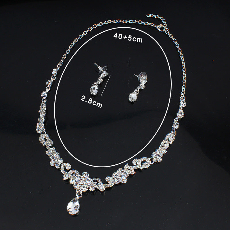 Bridal Pearl Necklace with White Gemstone Accents