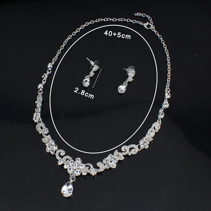 Bridal Pearl Necklace with White Gemstone Accents