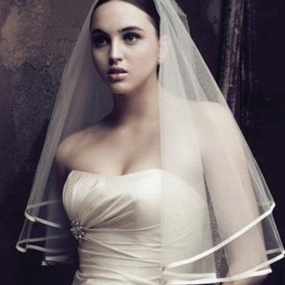 Bridal Wedding Veil with Satin and Net Edging