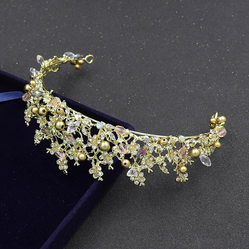 Baroque Crown Gold Headband Bridal Hair Accessory