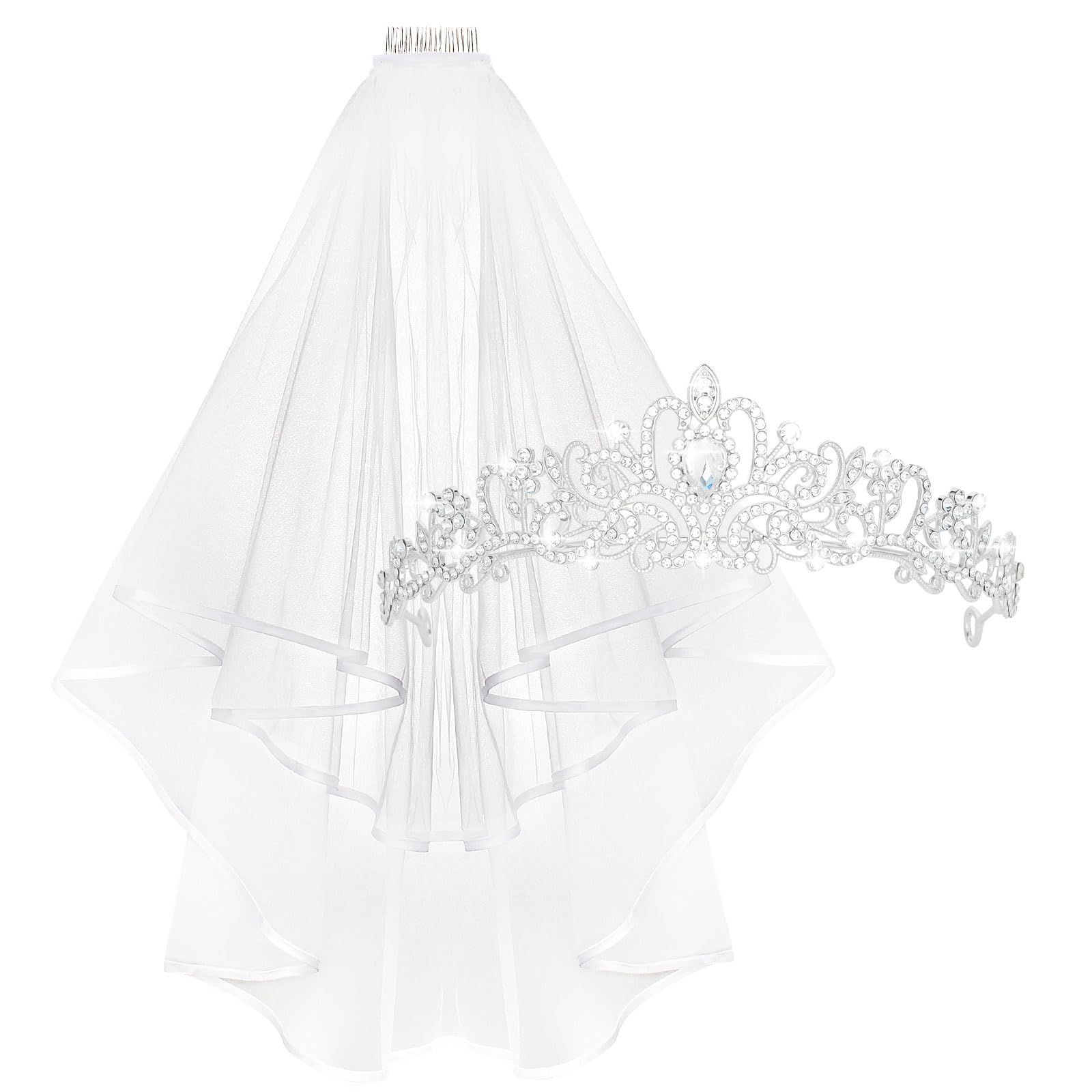 Silver Crown & Veil Set