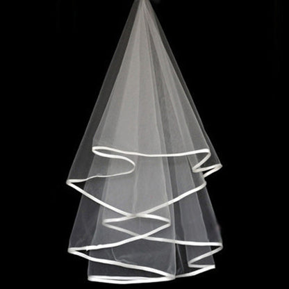Bridal Wedding Veil with Satin and Net Edging