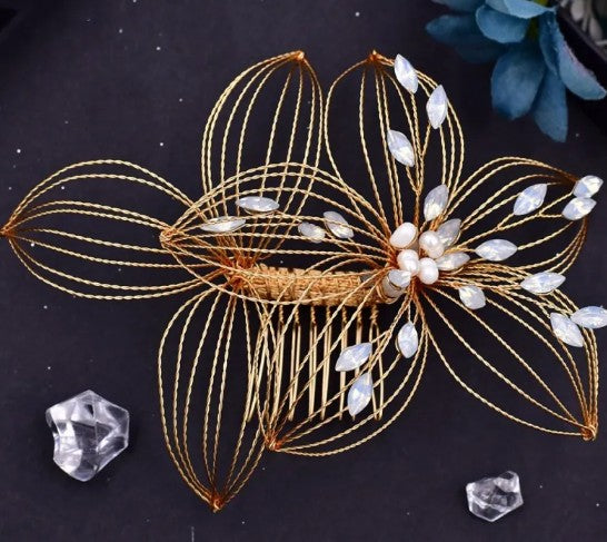 Bridal Headdress Hollow Leaf Hair Comb